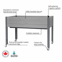Self-Watering Elevated Planter 21" x 47" x 32"H Gray alt 0