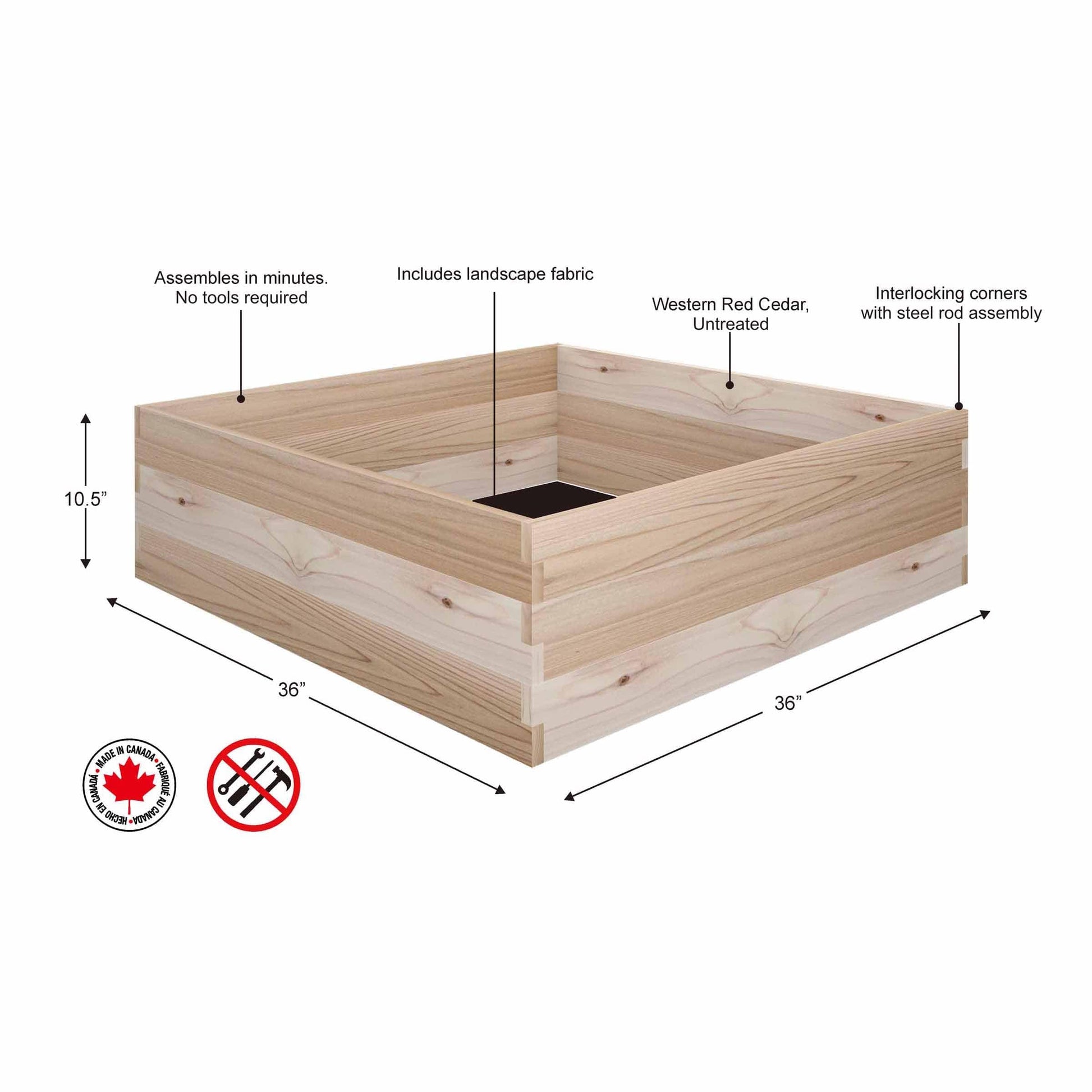 Cedar Raised Garden Bed 36" x 36" x 10-1/2"H alt 0