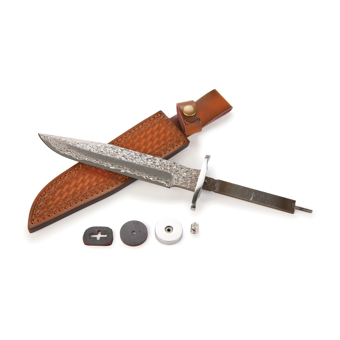 Honor Damascus Fixed Blade Knife for Hunting and Fishing - 12" - Unfinished Kit alt 0