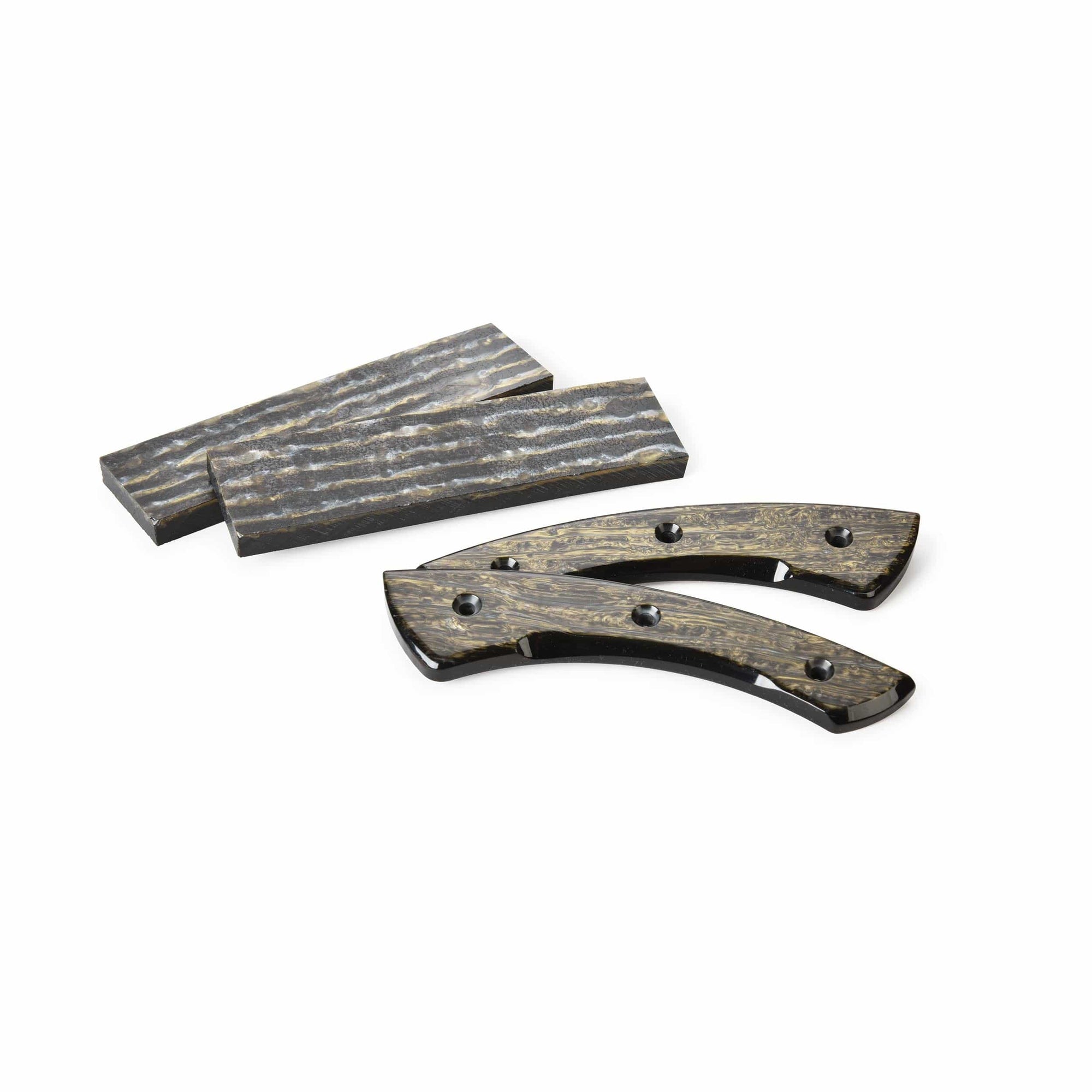 Poly Resin Knife Scales - 3/8" x 2" x 7" - Gold & Silver - Pair alt 0