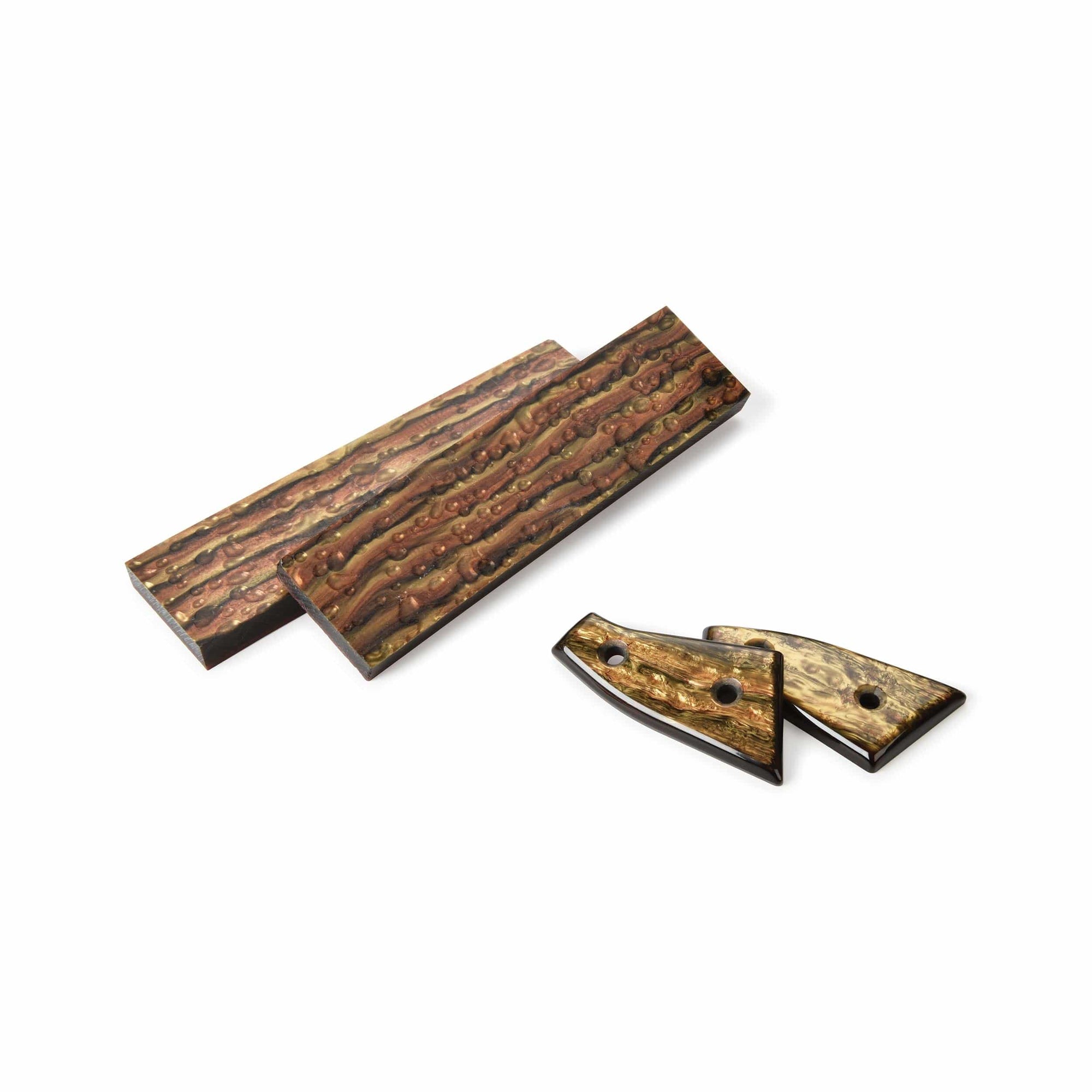 Poly Resin Knife Scales - 3/8" x 2" x 7" - Tigers Eye - Pair alt 0