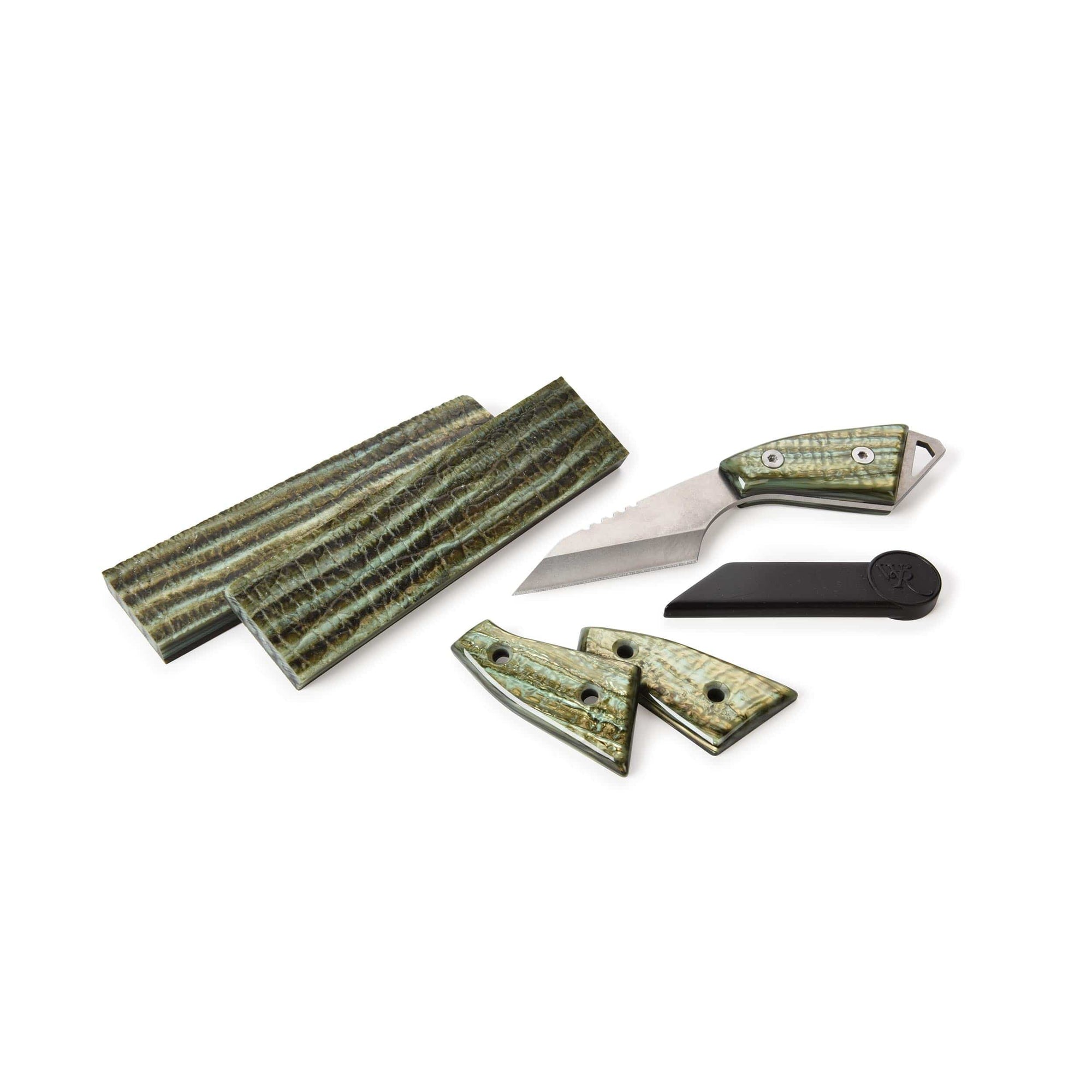 Poly Resin Knife Scales - 3/8" x 2" x 7" - Green Tortoise - Pair alt 0