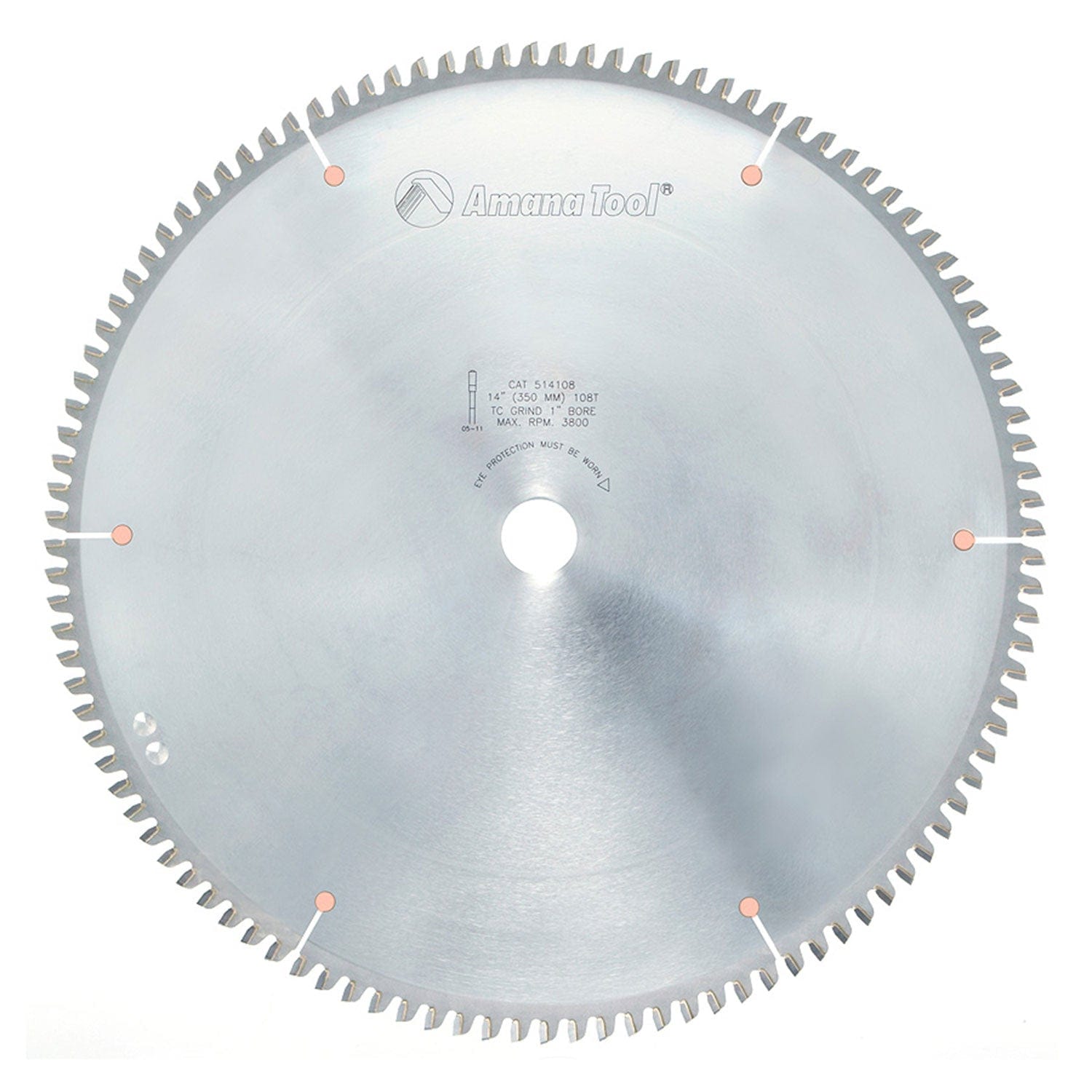 14" x 108T Carbide Tipped Aluminum and  Non-Ferrous Blade, Neg. 6 Deg., 1" Bore alt 0