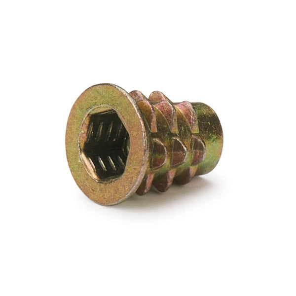 50 Pack Threaded Inserts For Wood - 1/4-20 Hex Flush Inserts, 0.789" Long, Zinc (Replacement For E-Z Lok 801420-20)
