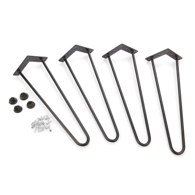 2-Wire Hairpin Leg - 16" - Black - 4 Piece