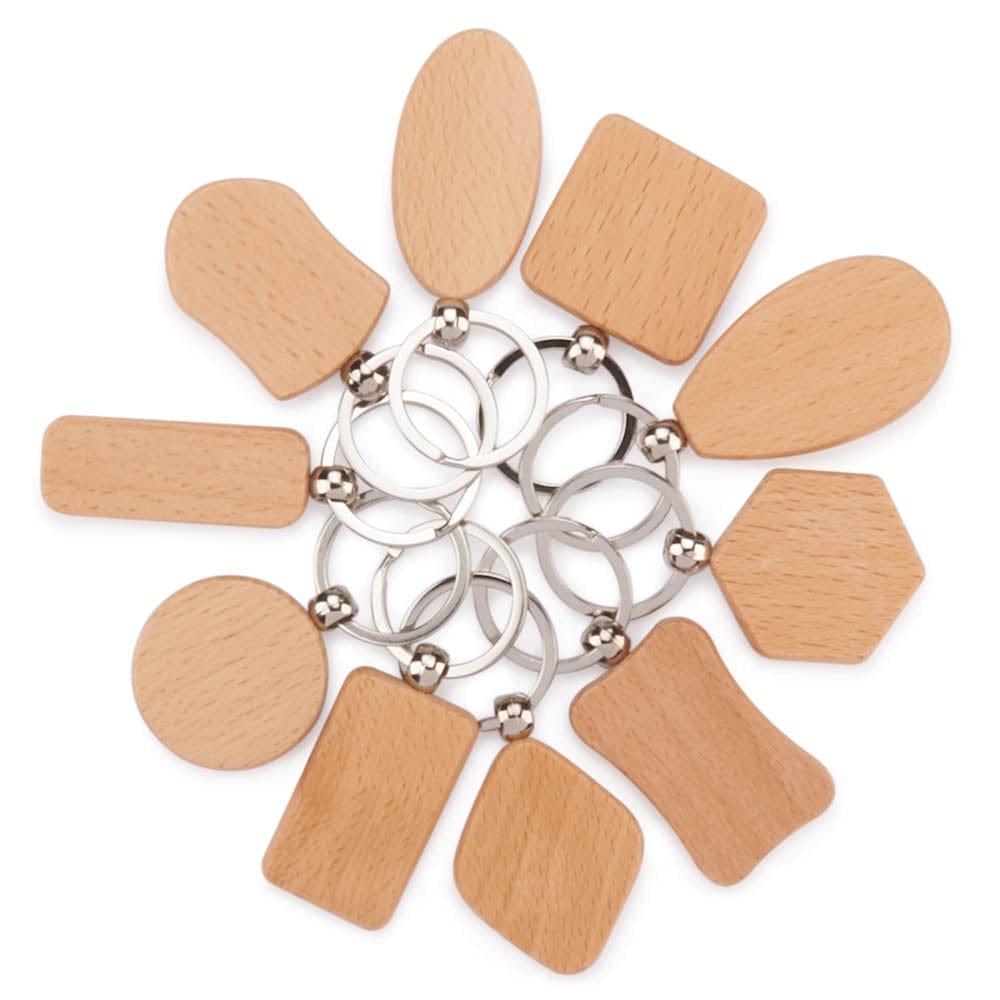 Multi Section Key Chain xTool - Engravable Mixed Shape Wooden Key Chains - 10 Piece | Woodcraft