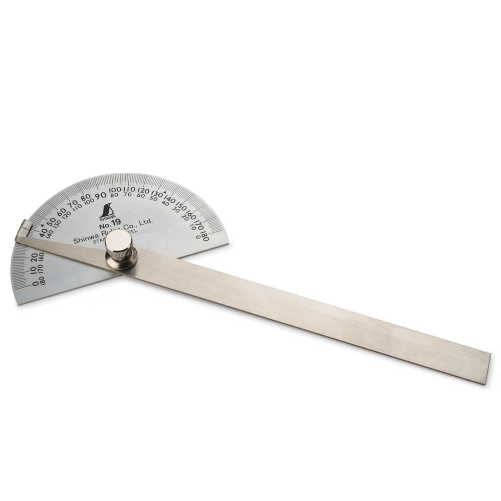 A Spring Protractor Shinwa - Half-Round Head Protractor with Adjustable Arm - No.19 | Woodcraft