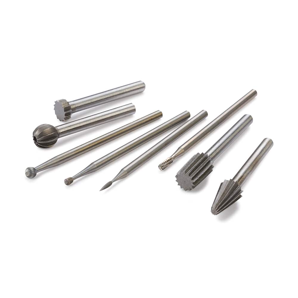 Rotary Steel Cutter Set -3/32" and 1/8" Shank - 8 Piece