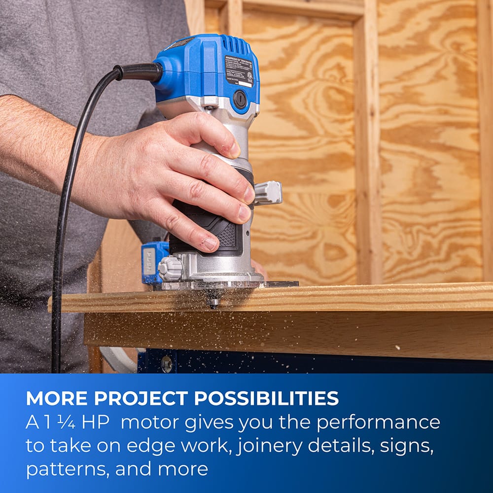 1-1/4 HP Trim Router Corded Wood Router with Variable Speed