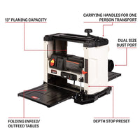 13" Benchtop Wood Planer 3-Knife Cutterhead - JWP-13BTK  - 2HP - 120V