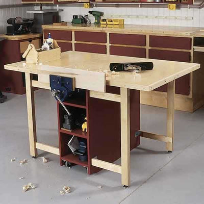 Woodworking Project Paper Plan to Build Drop-Leaf Workbench alt 0