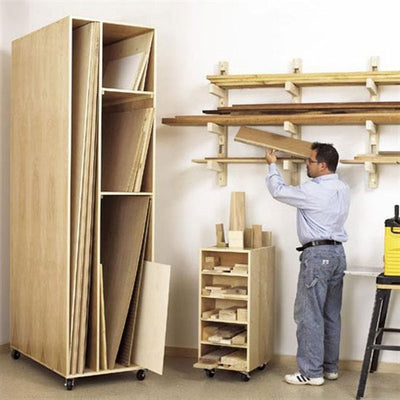 Woodworking Project Paper Plan to Build Triple-Threat Storage for Lumber, Scraps and Sheet Goods alt 0