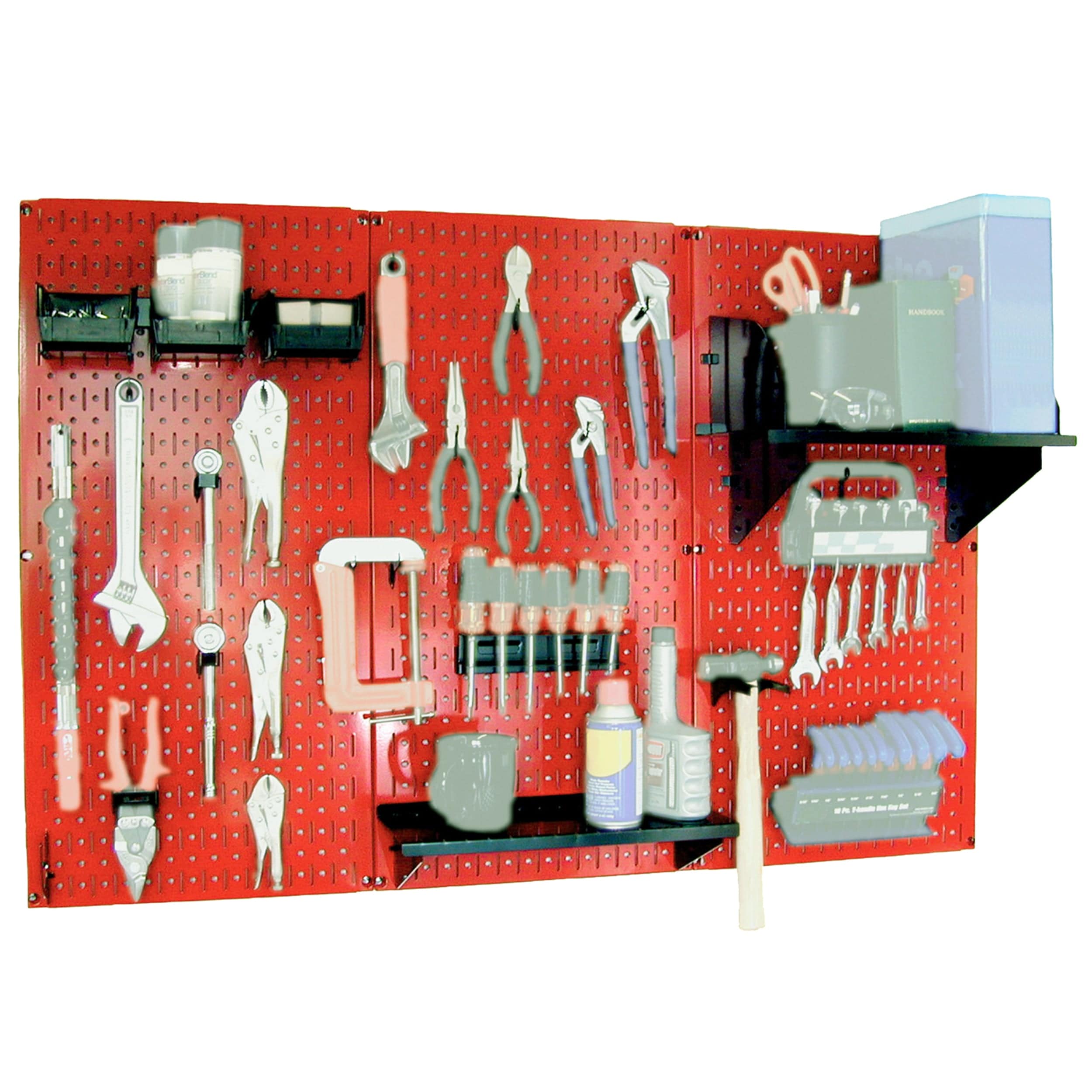 Work Table Accessory Wall Control Steel Pegboard Workbench Kit - Red & Black | Woodcraft