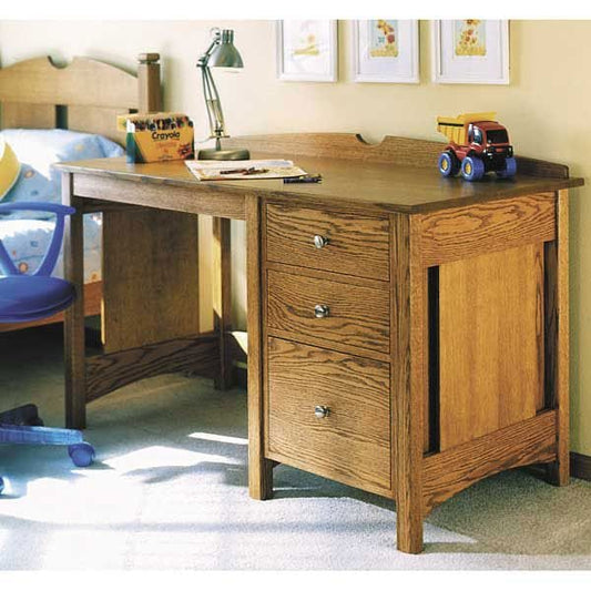 Woodworking Project Paper Plan to Build Kid&#39;s Oak Desk alt 0