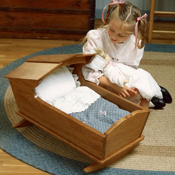 Woodworking Project Paper Plan to Build Cherry Doll&#39;s Cradle alt 0