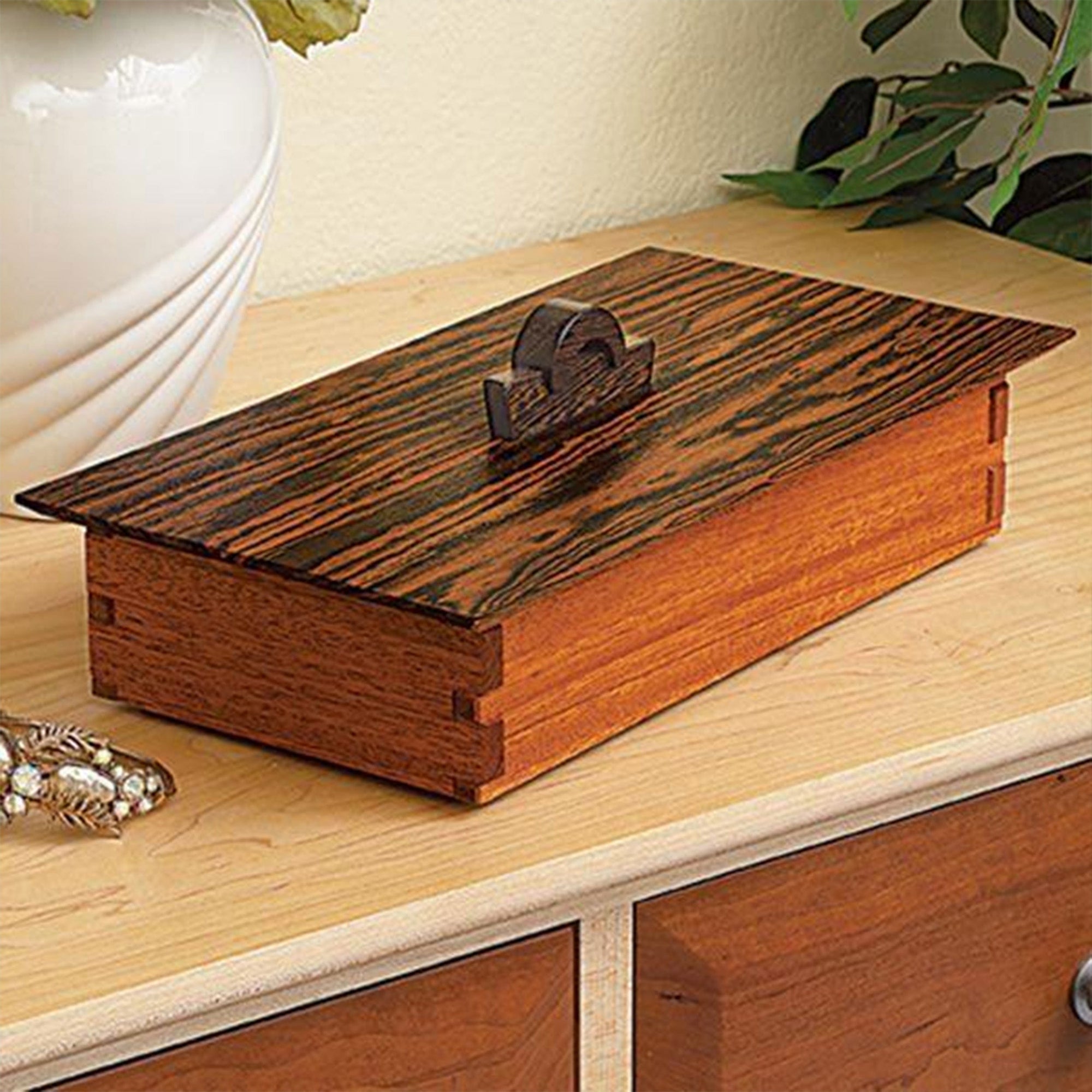 Downloadable Woodworking Project Plan to Build Tabletop Treasure Box alt 0