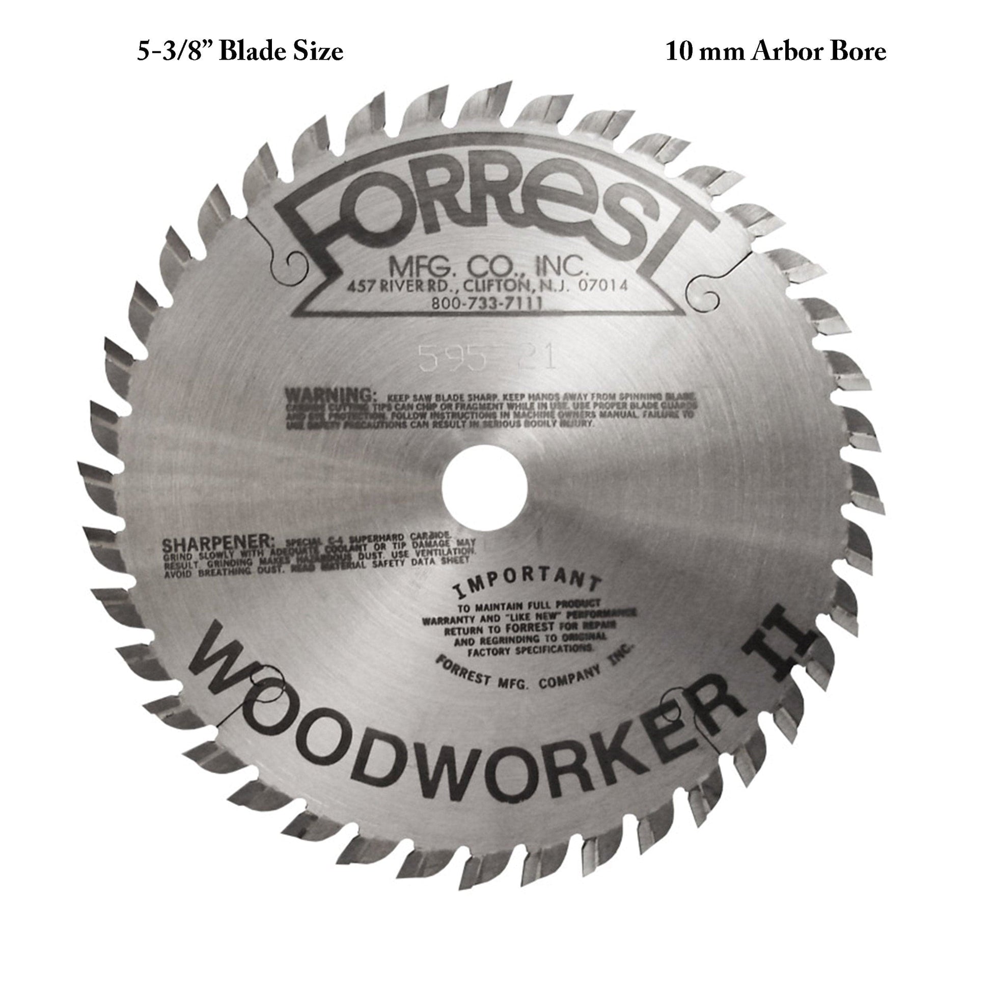 WW05T407085 Woodworker II Saw Blade, 5-3/8" x 40T, 5/64" Kerf x 10mm Bore, ATB alt 0