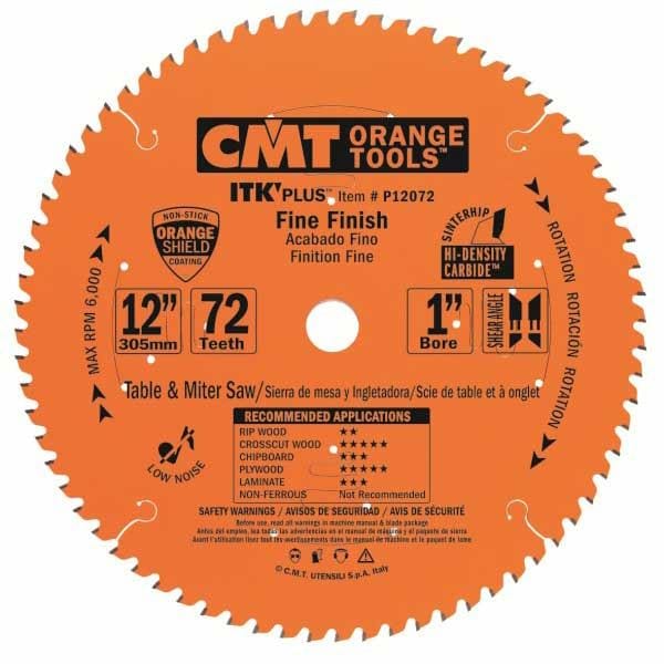 CMT P12072 Fine Finish Saw Blade, 12" x 72T x 1" bore Woodcraft
