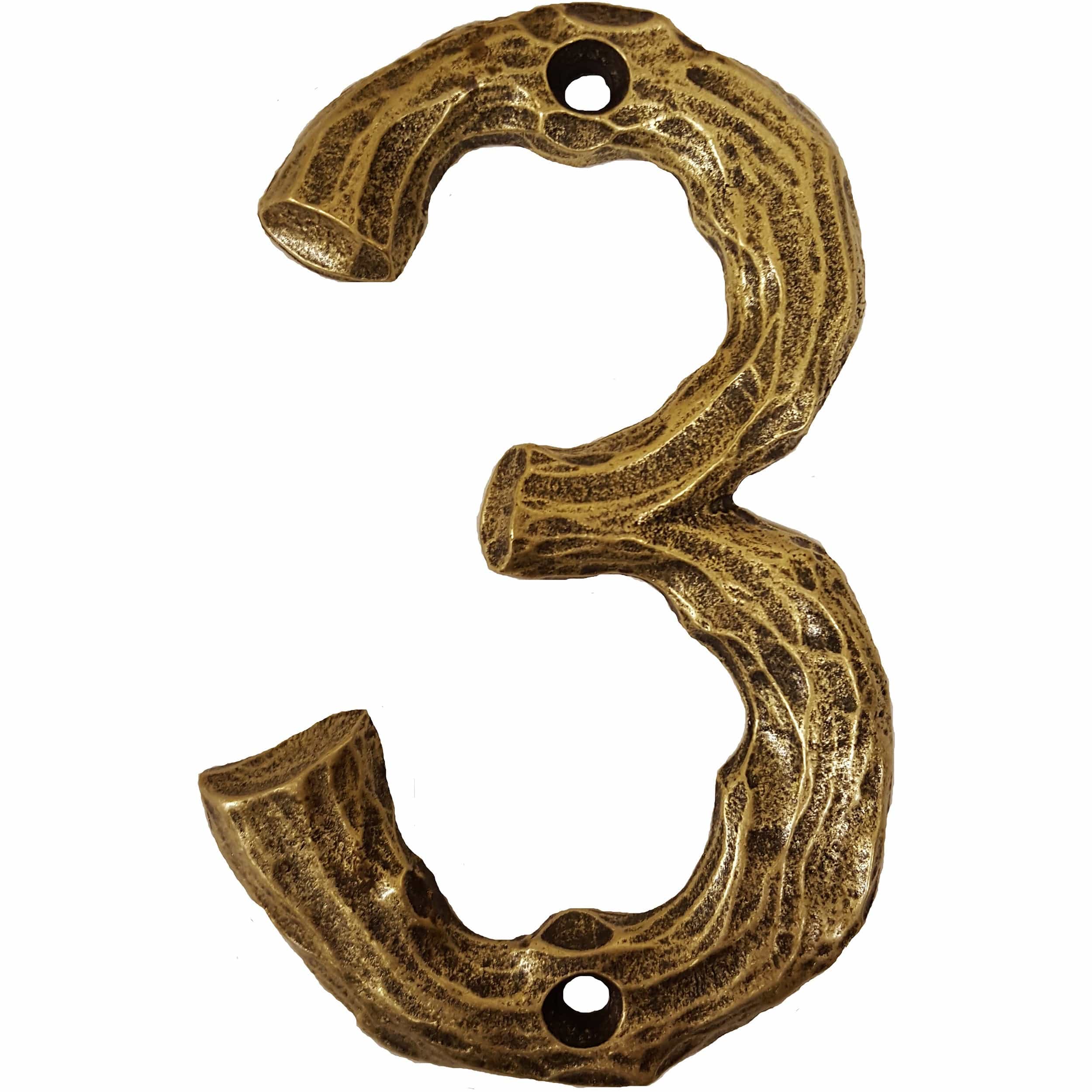LHN3-AB Log House Number 3, Antique Brass, 1 piece | Woodcraft