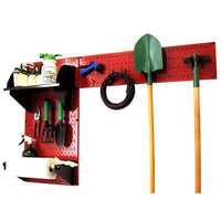 Pegboard Garden Tool Board Organizer with Red Pegboard and Black Accessories alt 0