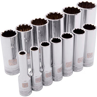 3/8" Drive 13pc 12-Point Deep SAE Socket Set - 1/4" - 1" alt 0