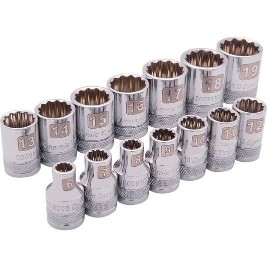 3/8" Drive 14pc 12-Point Standard Metric Socket Set - 6mm - 19mm alt 0