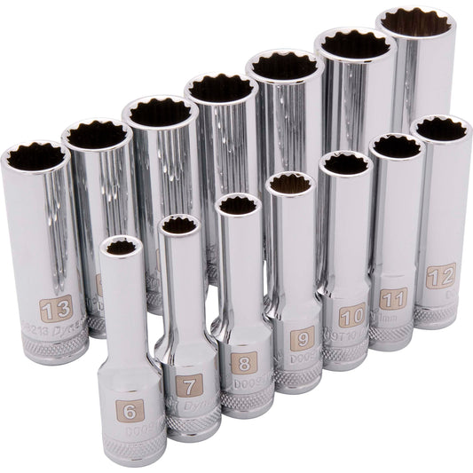 3/8" Drive 14pc 12-Point Deep Metric Socket Set, 6mm - 19mm alt 0
