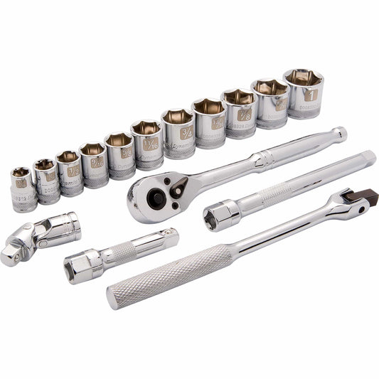 3/8" Drive 16pc 6-Point Standard SAE Socket Set, 3/8" - 1" alt 0