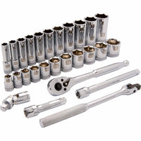 3/8" Drive 27pc 6-Point Standard/Deep SAE Socket Set, 3/8" - 1" alt 0