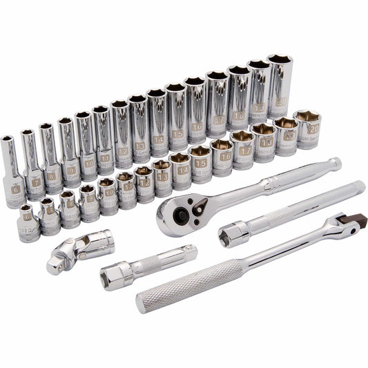 3/8" Drive 35pc 6-Point Standard/Deep Metric Socket Set, 6mm - 20mm alt 0