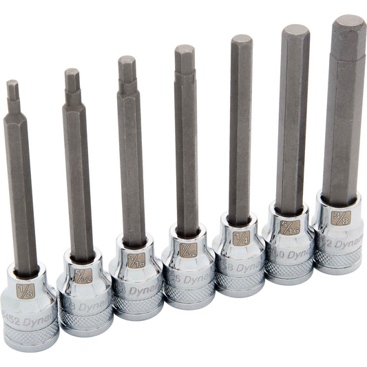 3/8" Drive 7pc SAE Long Hex Socket Set, 1/8" - 3/8" alt 0
