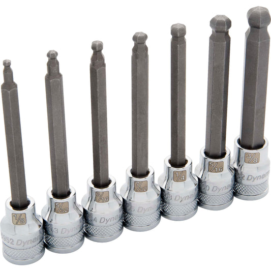 3/8" Drive 7pc SAE Long Ball Nose Hex Socket Set, 1/8" - 3/8" alt 0