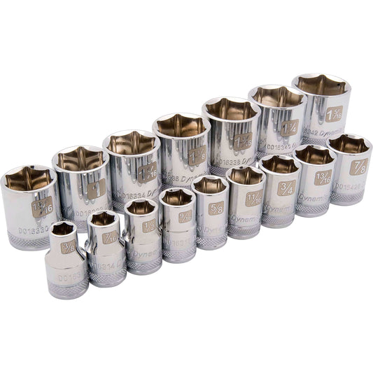 1/2" Drive 16pc 6-Point Standard SAE Socket Set, 3/8" - 1-5/16" alt 0