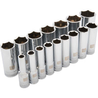 1/2" Drive 16pc 6-Point Deep SAE Socket Set, 3/8" - 1-5/16" alt 0