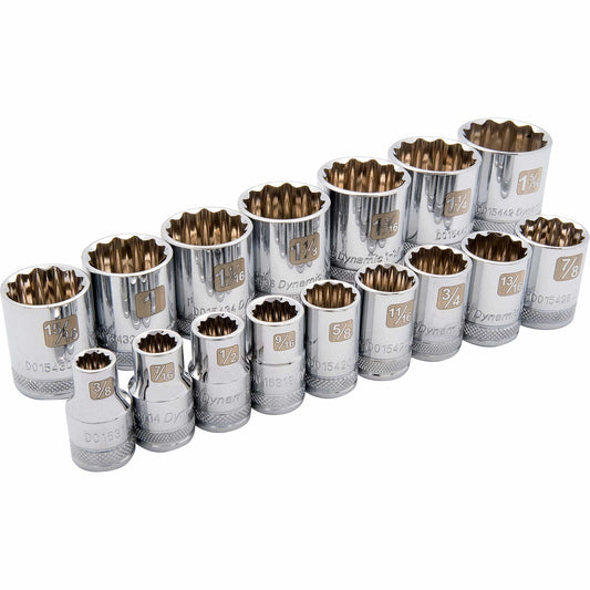 1/2" Drive 16pc 12-Point Standard SAE Socket Set, 3/8" - 1-5/16" alt 0