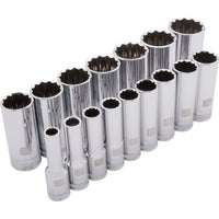1/2" Drive 16pc 12-Point Deep SAE Socket Set, 3/8" - 1-5/16" alt 0