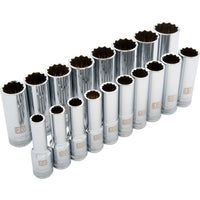 1/2" Drive 19pc 12-Point Standard Metric Socket Set, 10mm - 28mm alt 0