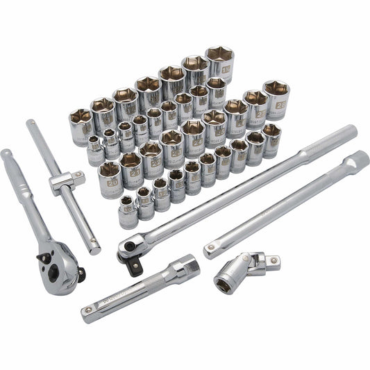 1/2" Drive 41pc 6-Point Standard SAE/Metric Socket Set, 3/8" - 1-5/16", 10mm - 28mm alt 0