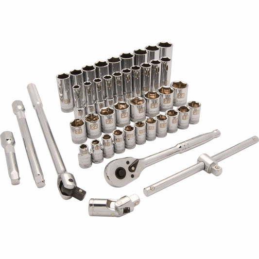 1/2" Drive 43pc 6-Point Standard/Deep Metric Socket Set, 10mm - 28mm alt 0