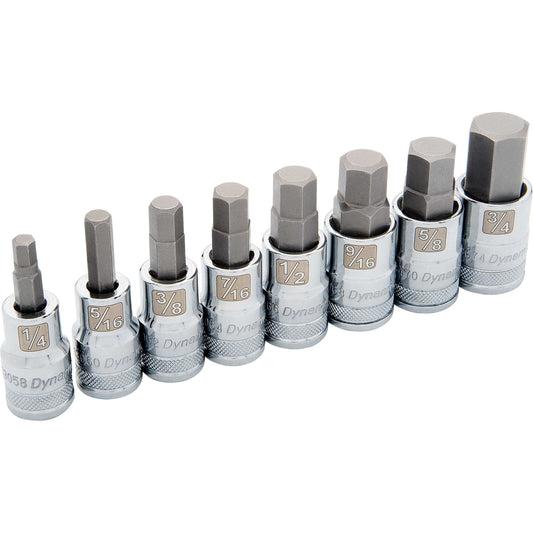 1/2" Drive 8pc Standard SAE Hex Socket Set, 1/4" - 3/4" alt 0