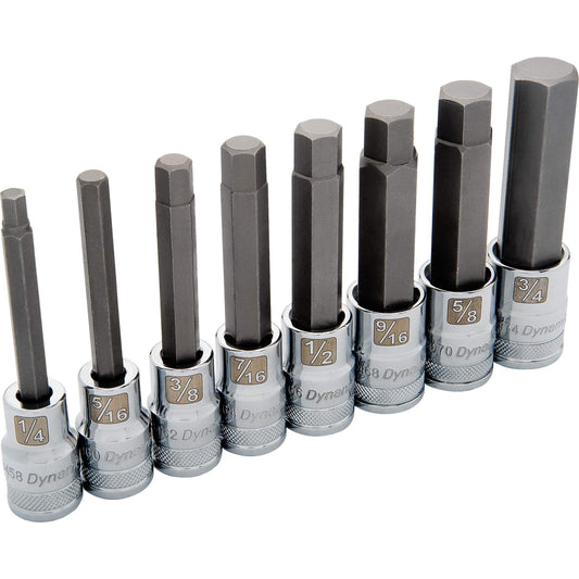 1/2" Drive 8pc Long SAE Hex Socket Set, 1/4" - 3/4" alt 0