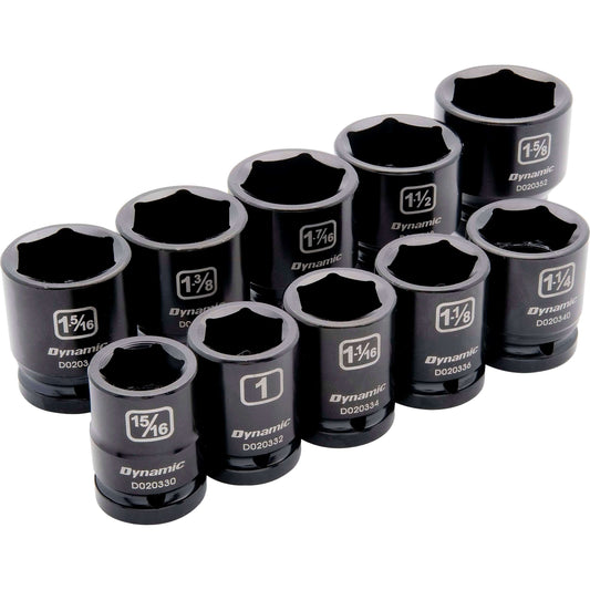 3/4" Drive 10pc 6-Point Standard Impact SAE Socket Set, 15/16" - 1-5/8" alt 0