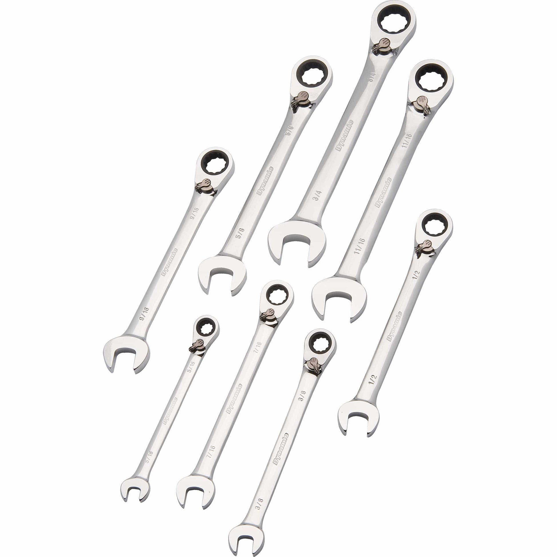 Ratcheting Wrench Set, 8pc, SAE, Reversible Combination, 5/16" - 3/4" alt 0