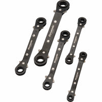Wrench Set, 5pc, Metric, Double Box End, Reversible Ratcheting, 15° Offset alt 0