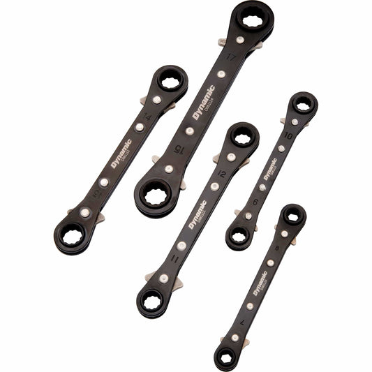 Wrench Set, 5pc, Metric, Double Box End, Reversible Ratcheting, Straight alt 0