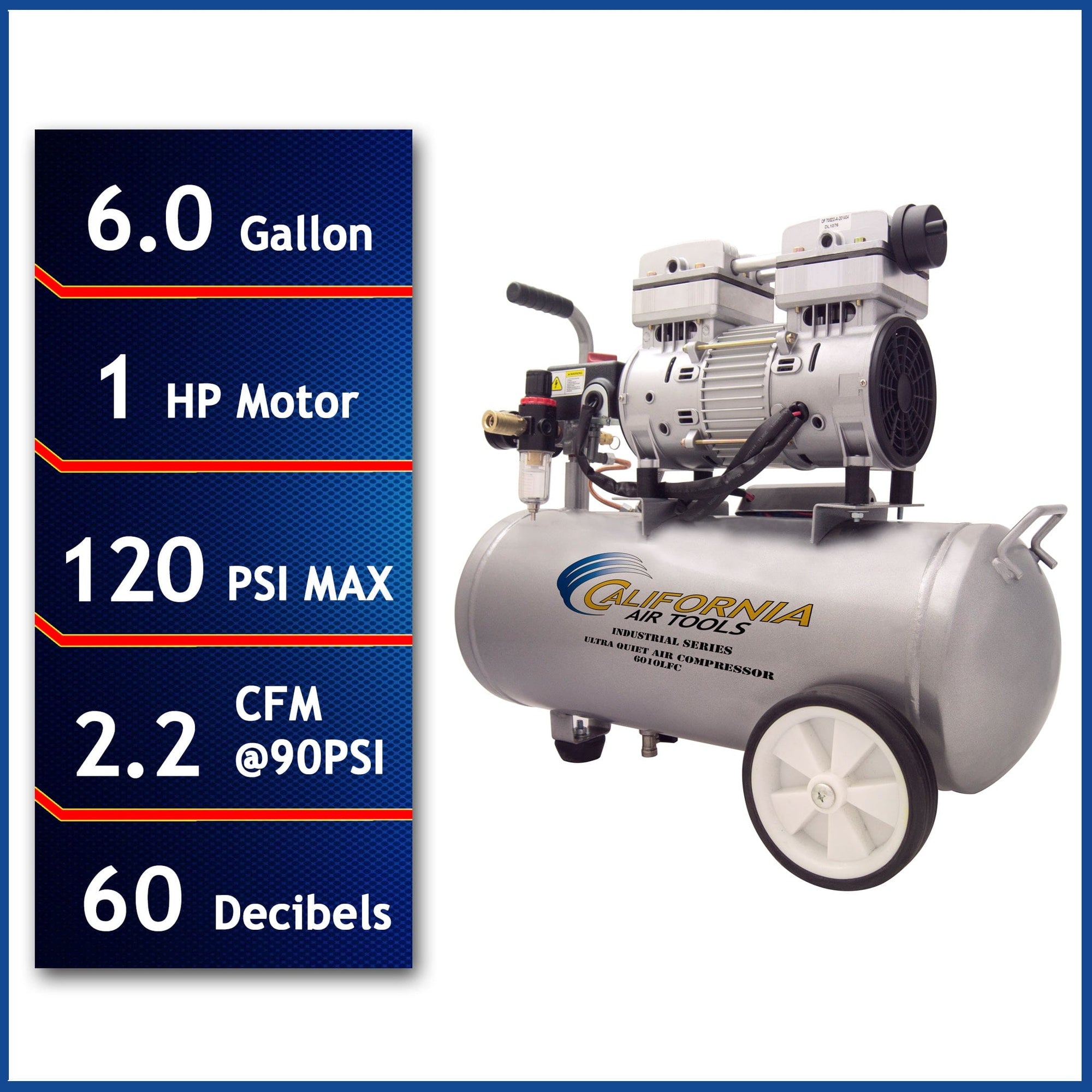 1HP 6 Gallon Oil-Free Steel Tank Air Compressor alt 0