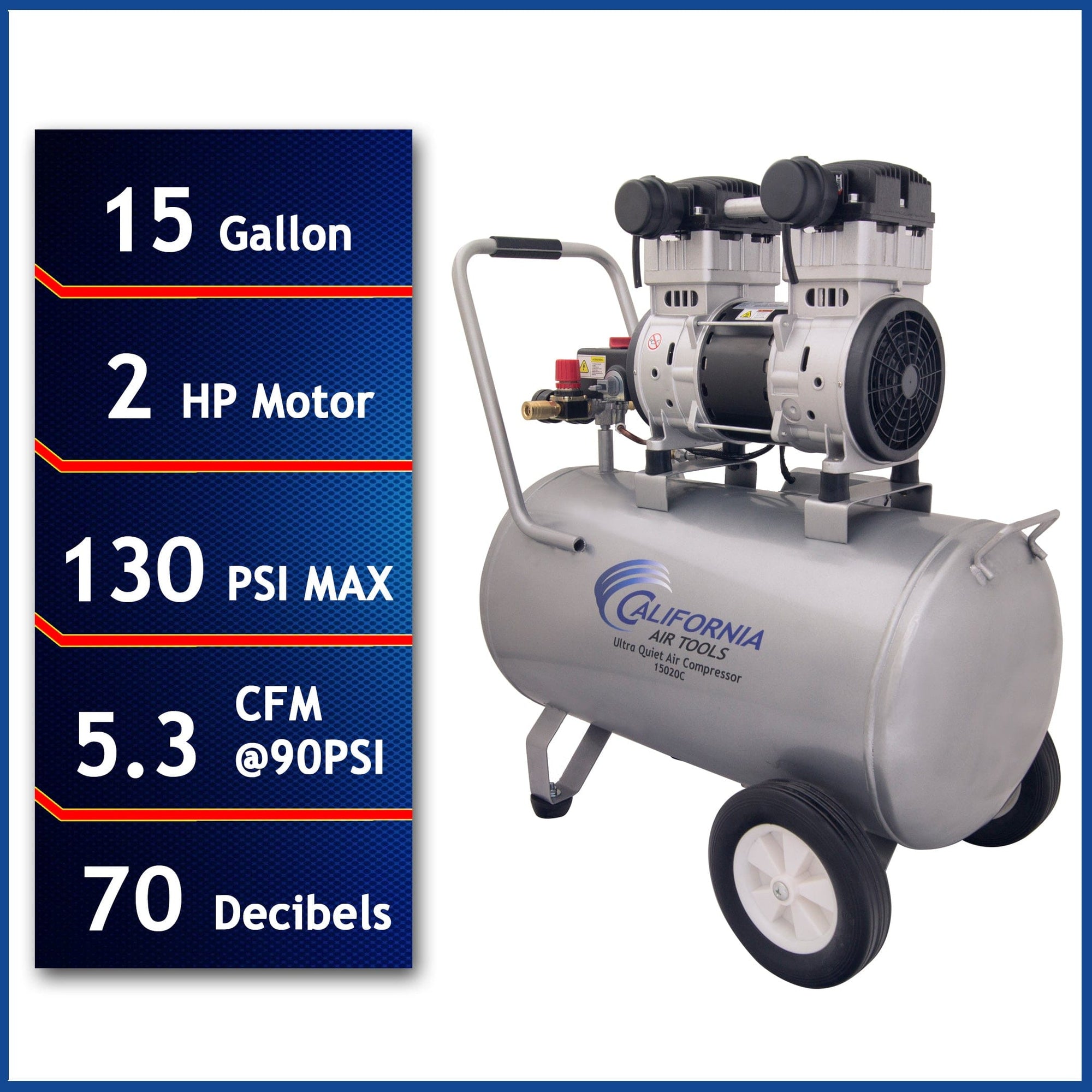 2HP 15 Gallon Oil-Free Steel Tank Air Compressor alt 0