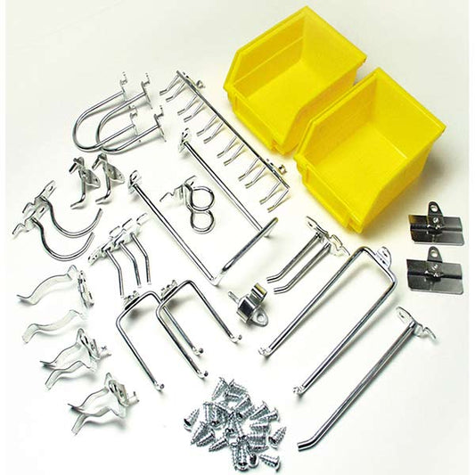 26 Pc Zinc Plated Steel Hook & Bin Assortment for DuraBoard alt 0