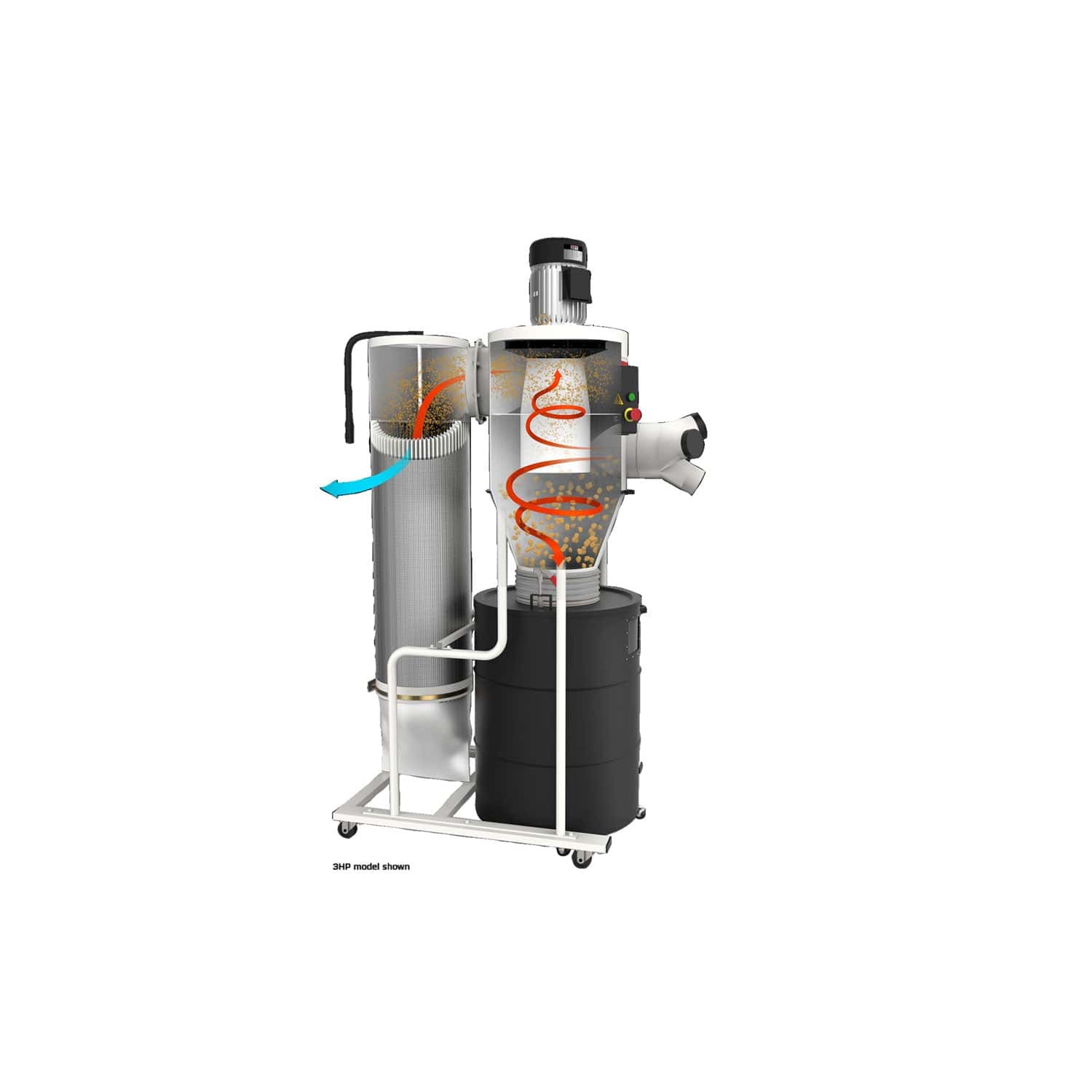 Cyclone Dust Collector with 2-Micron Canister Filter - 1-1/2 HP 1 Ph 115V - JCDC-1.5 alt 5