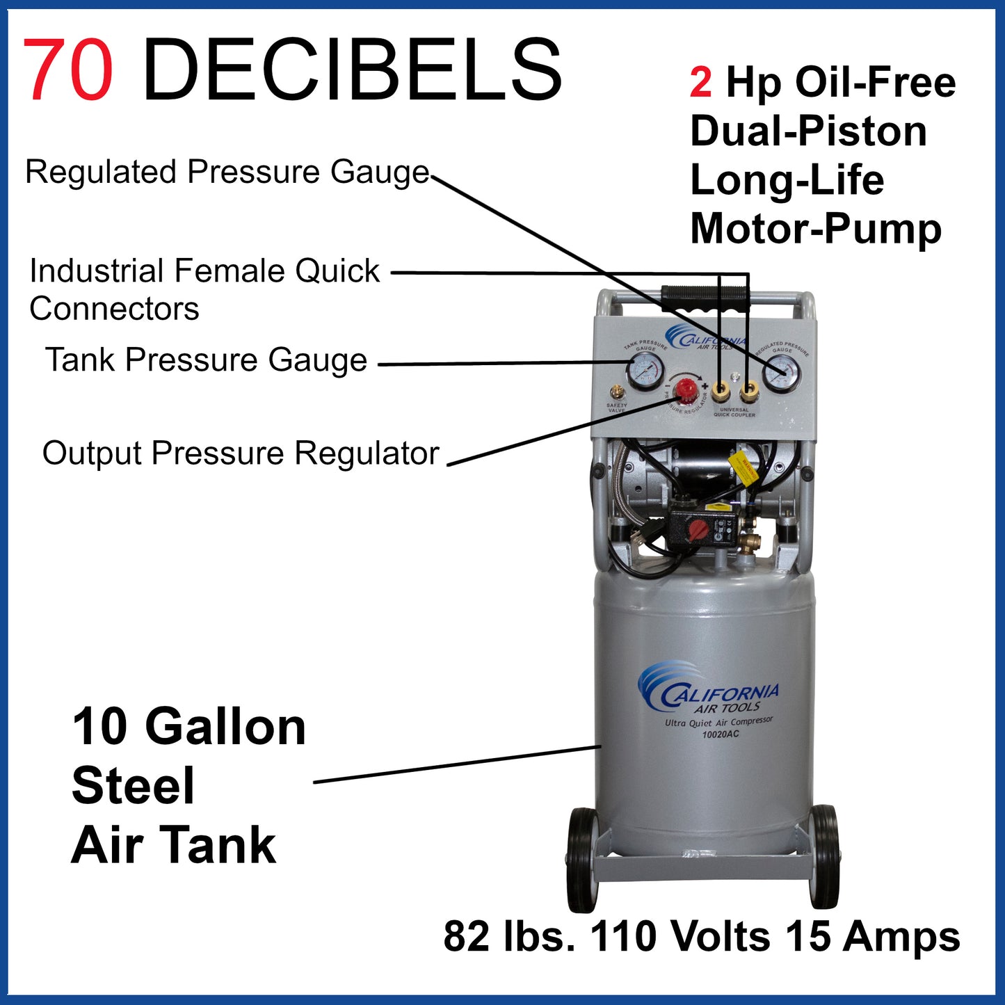 10020C Ultra Quiet  Oil-Free  Air Compressor alt 2